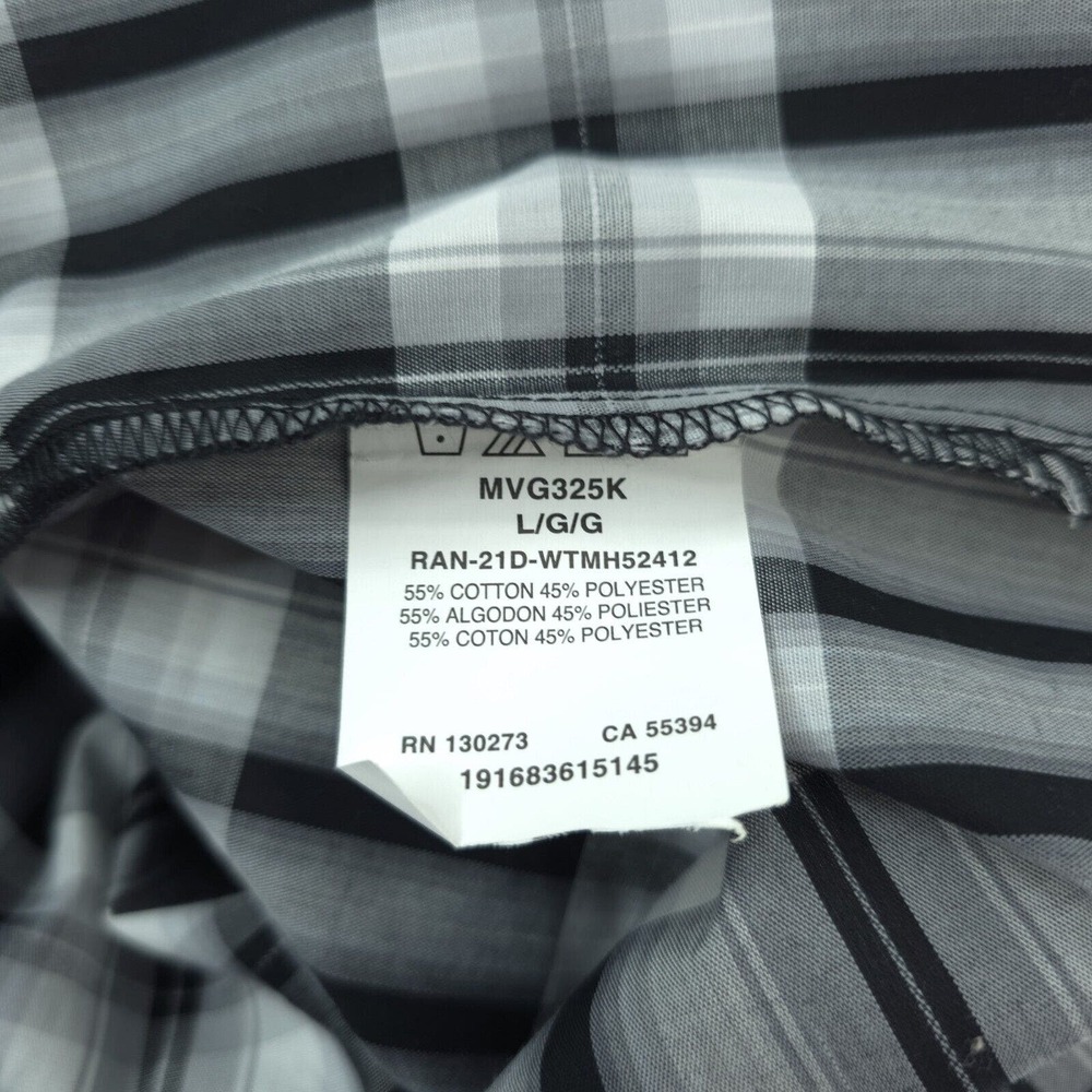 Wrangler Western Shirt Mens L Black Plaid Pearl‎ Snap Short Sleeve MVG325K Rodeo - Picture 9 of 11